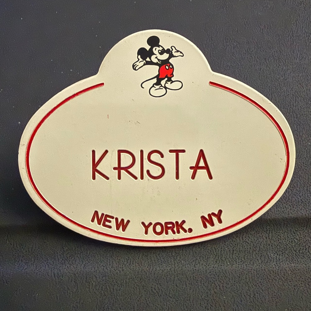 Disney- Cast Member Mickey Mouse Name Tag - Krista New York, NY